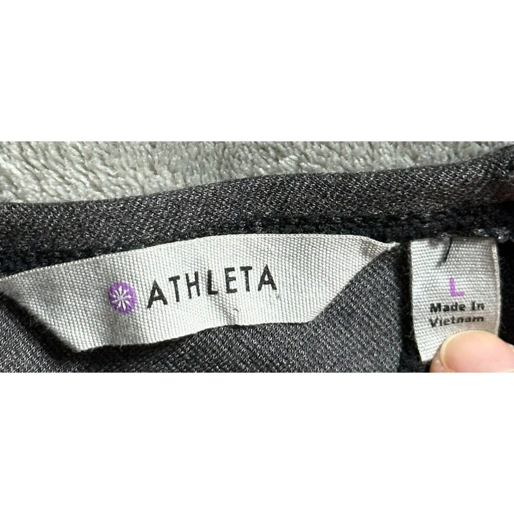 Athleta Illusion Mini Dress Size Large Black Gray Career Athleisure Stretch - Picture 10 of 10